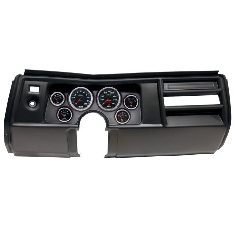 AutoMeter Cobalt Instrument Clusters for 1969 CHEVELLE, EL CAMINO - 2908-05 Gauge Kit, Cobalt, Analog, Black Face, Speedometer, Tach, Oil, Water, Volt, Fuel, White/Blue Numbers, Red Pointers, Black Panel, Chevy, No Vent, Kit
