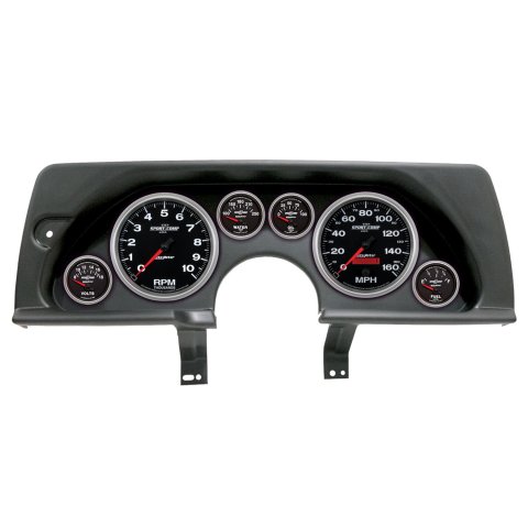 AutoMeter Sport-Comp II Instrument Clusters for 1990-1992 CAMARO - 2926-12 Gauge Kit, II, Analog, Black Face, Speedometer, Tach, Oil, Water, Volt, Fuel, White Numbers, Red Pointers, Black Panel, Chevy, GMC, Kit