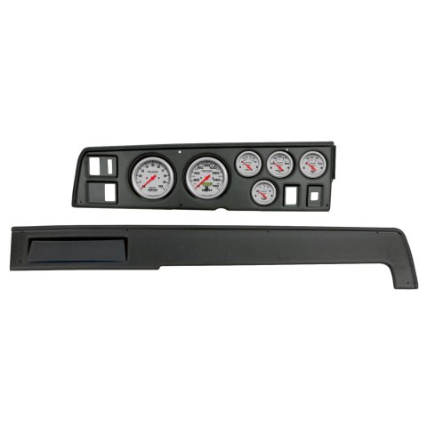 AutoMeter Ultra-Lite Instrument Clusters 2907-13 Gauge Kit, Ultra-Lite, Analog, Silver Face, Speedometer, Tach, Oil, Water, Volt, Fuel, Black Numbers, Red Pointers, Black Panel, Dodge, Kit