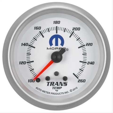 AutoMeter Mopar Series Analog Gauges 880359 Gauge, Mopar, Analog, Trans Temperature, 100-260 Degrees F, 2 1/16 in., White/Gray Face, Electrical, Each