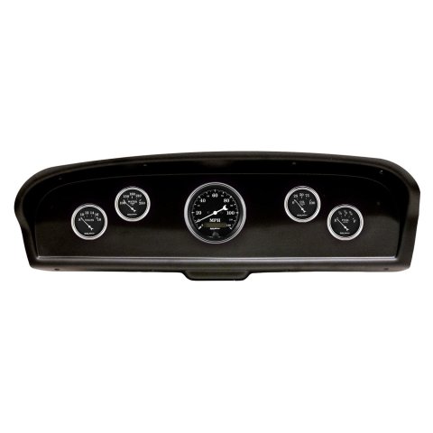 AutoMeter Old Tyme Black Series Instrument Clusters 2105-07 Gauge Kit, Black, Analog, Speedometer, Oil, Water, Volts, Fuel, White Numbers and Pointers, Panel, Ford, Kit