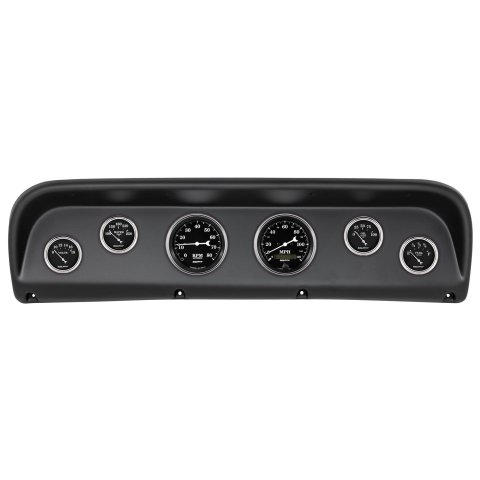 AutoMeter Old Tyme Black Series Instrument Clusters 2145-07 Gauge Kit, Black, Analog, Speedometer, Tach, Oil, Water, Volt, Fuel, White Numbers and Pointers, Panel, Ford, Kit