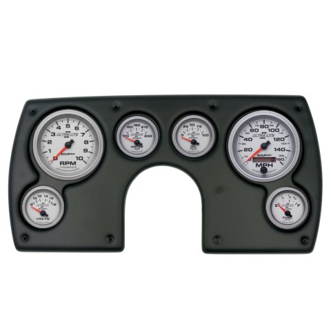 AutoMeter Ultra-Lite II Instrument Clusters for 1982-1989 CAMARO - 2921-14 Gauge Kit, II, Analog, Silver Face, Speedo, Tach, Oil, Water, Volt, Fuel, Black Numbers, Red Pointers, Black Panel, Chevy, Kit