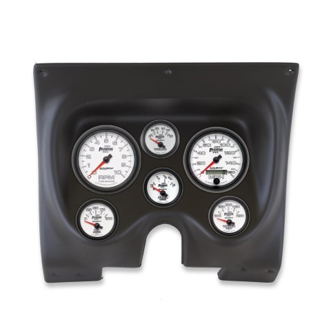 AutoMeter Phantom II Instrument Clusters for 1967-1968 CAMARO, FIREBIRD - 2130-10 Gauge Kit, II, Analog, White Face, Speedometer, Tach, Oil, Water, Volts, Fuel, Silver Numbers, Red Pointers, Black Panel, Chevy, Pontiac, Kit