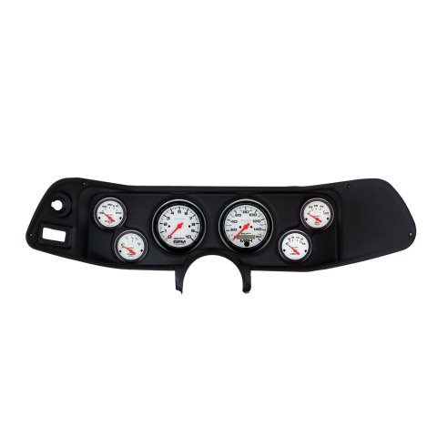 AutoMeter Phantom Instrument Clusters for 1970-1978 CAMARO - 2132-09 Gauge Kit, Phantom, Analog, White Face, Speedo, Tach, Oil, Water, Volt, Fuel, Black Numbers, Red Pointers, Black Panel, Chevy, Kit