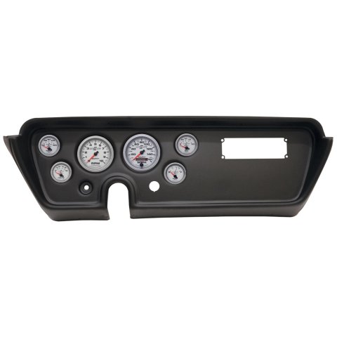 AutoMeter Ultra-Lite II Instrument Clusters for 1967 GTO, LEMANS - 2113-14 Gauge Kit, II, Analog, Silver Face, Speedo, Tach, Oil, Water, Volts, Fuel, Black Numbers, Red Pointers, Black Panel, Pontiac, Kit