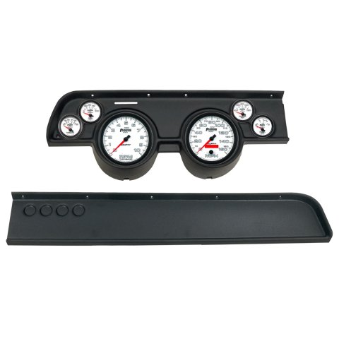 AutoMeter Phantom II Instrument Clusters for 1967-1968 COUGAR - 2114-10 Gauge Kit, II, Analog, White Face, Speedo, Tach, Oil, Water, Volts, Fuel, Silver Numbers, Red Pointers, Black Panel, Mercury, No A/C, Kit