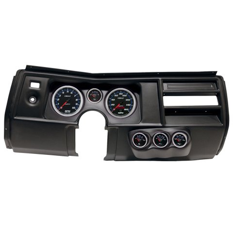 AutoMeter Cobalt Instrument Clusters for 1969 CHEVELLE, EL CAMINO - 2910-05 Gauge Kit, Cobalt, Analog, Black Face, Speedo, Tach, Oil, Water, Volt, Fuel, White/Blue Numbers, Red Pointers, Black Panel, Chevy, No Vent, Kit
