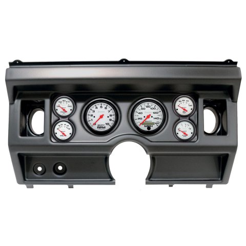 AutoMeter Phantom Instrument Clusters 2919-09 Gauge Kit, Phantom, Analog, White Face, Speedo, Tach, Oil, Water, Volt, Fuel, Black Numbers, Red Pointers, Black Panel, Ford, With A/C, Kit