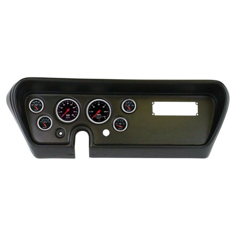 AutoMeter Designer Black Instrument Clusters for 1966 GTO, LEMANS - 2111-06 Gauge Kit, Black, Analog, Speedometer, Tach, Oil, Water, Volts, Fuel, White Numbers, Red Pointers, Panel, Pontiac, Kit