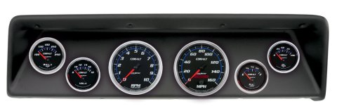 AutoMeter Cobalt Instrument Clusters for 1966-1967 CHEVY II - 2112-05 Gauge Kit, Cobalt, Analog, Black Face, Speedometer, Tach, Oil, Water, Volts, Fuel, White/Blue Numbers, Red Pointers, Black Panel, Chevy, Kit