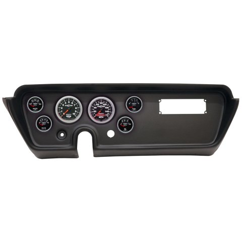 AutoMeter Sport-Comp II Instrument Clusters for 1967 GTO, LEMANS - 2113-12 Gauge Kit, II, Analog, Black Face, Speedo, Tach, Oil, Water, Volts, Fuel, White Numbers, Red Pointers, Black Panel, Pontiac, Kit