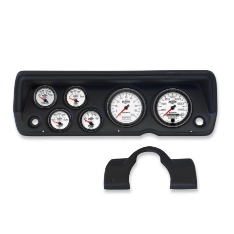 AutoMeter Phantom II Instrument Clusters 2141-10 Gauge Kit, II, Analog, White Face, Speedo, Tach, Oil, Water, Volt, Fuel, Silver Numbers, Red Pointers, Black Panel, Dodge, Plymouth, Kit