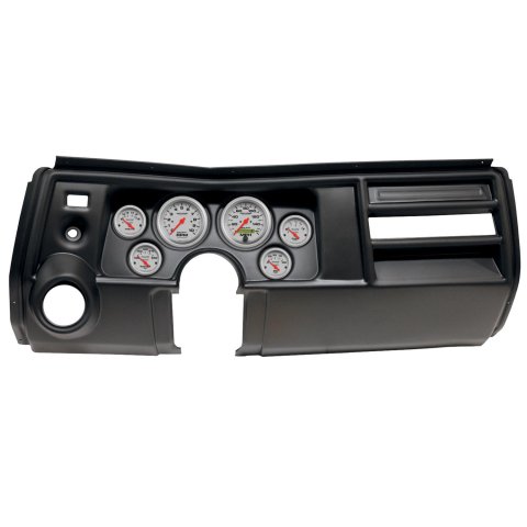 AutoMeter Ultra-Lite Instrument Clusters for 1969 CHEVELLE, EL CAMINO - 2909-13 Gauge Kit, Ultra-Lite, Analog, Silver Face, Speedometer, Tach, Oil, Water, Volt, Fuel, Black Numbers, Red Pointers, Black Panel, Chevy, Vent, Kit
