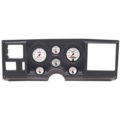 AutoMeter Phantom II Instrument Clusters 2925-10 Gauge Kit, II, Analog, White Face, Speedometer, Tach, Oil, Water, Volt, Fuel, Silver Numbers, Red Pointers, Black Panel, Chevy, GMC, Kit