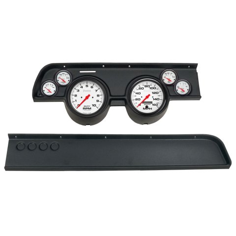 AutoMeter Phantom Instrument Clusters for 1967-1968 COUGAR - 2114-09 Gauge Kit, Series, Analog, White Face, Speedo, Tach, Oil, Water, Volts, Fuel, Black Numbers, Red Pointers, Black Panel, Mercury, No A/C, Kit