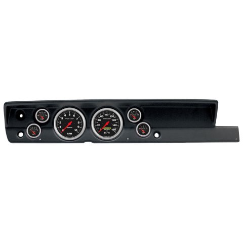 AutoMeter Sport-Comp Instrument Clusters for 1967-1969 BARRACUDA - 2117-11 Gauge Kit, Sport-Comp, Analog, Black Face, Speed, Tach, Oil, Water, Volt, Fuel, White Numbers, Red Pointers, Black Panel, Plymouth, No Heat, Kit
