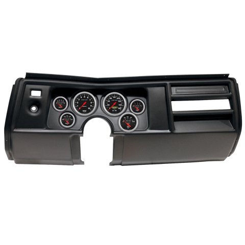AutoMeter Sport-Comp Instrument Clusters for 1969 CHEVELLE, EL CAMINO - 2908-11 Gauge Kit, Sport-Comp, Analog, Black Face, Speedometer, Tach, Oil, Water, Volt, Fuel, White Numbers, Red Pointers, Black Panel, Chevy, No Vent, Kit