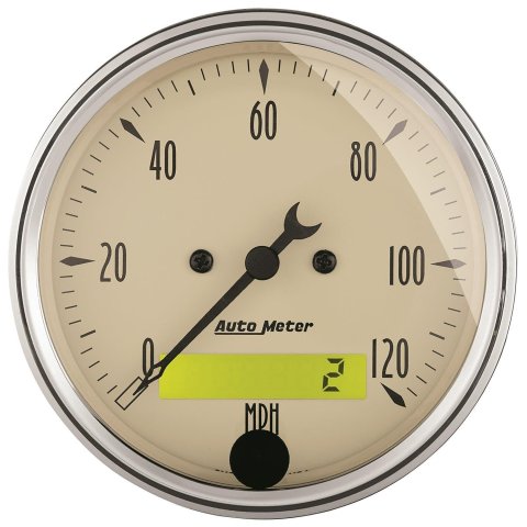 AutoMeter Antique Beige Instrument Clusters for 1962-1965 CHEVY II - 7044-AB Cluster, Beige, Analog, Speedometer, Oil Pressure, Water Temperature, Fuel Level, Voltmeter, Polished Gauge Panel, Chevy, Kit