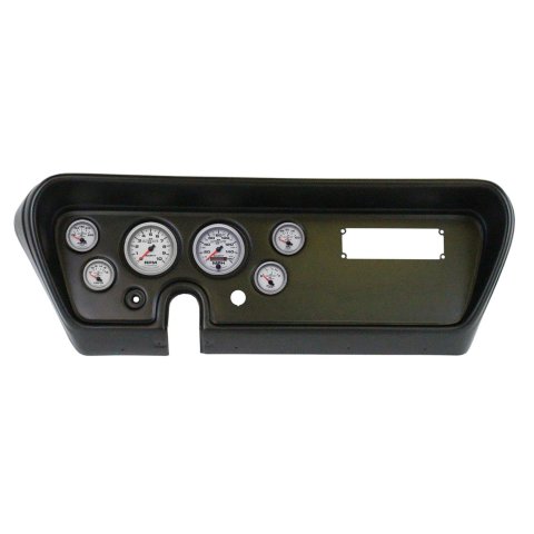 AutoMeter Ultra-Lite II Instrument Clusters for 1966 GTO, LEMANS - 2111-14 Gauge Kit, II, Analog, Silver Face, Speedo, Tach, Oil, Water, Volts, Fuel, Black Numbers, Red Pointers, Black Panel, Pontiac, Kit