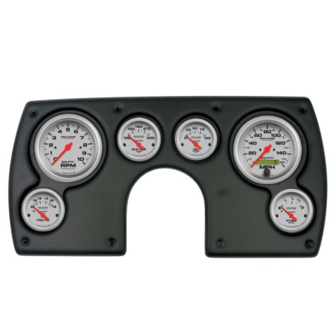 AutoMeter Ultra-Lite Instrument Clusters for 1982-1989 CAMARO - 2921-13 Gauge Kit, Ultra-Lite, Analog, Silver Face, Speedo, Tach, Oil, Water, Volt, Fuel, Black Numbers, Red Pointers, Black Panel, Chevy, Kit
