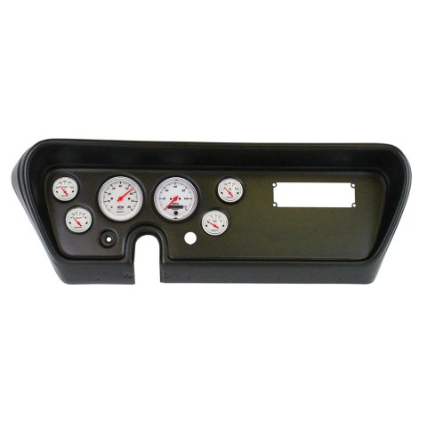 AutoMeter Arctic White Instrument Clusters for 1966 GTO, LEMANS - 2111-03 Gauge Kit, Series, Analog, Speedometer, Tach, Oil, Water, Volts, Fuel, Black Numbers, Red Pointers, Black Panel, Pontiac, Kit