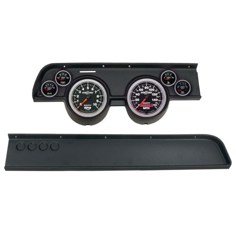 AutoMeter Sport-Comp II Instrument Clusters for 1967-1968 COUGAR - 2114-12 Gauge Kit, II, Analog, Black Face, Speedo, Tach, Oil, Water, Volts, Fuel, White Numbers, Red Pointers, Black Panel, Mercury, No A/C, Kit