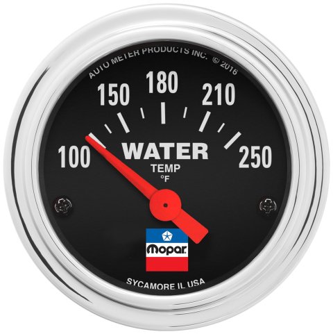 AutoMeter Mopar Classic Analog Gauges 880787 Gauge, Water Temperature, 100-250 Degrees, 2 1/16 in., Analog, Electrical, Black Face, Each