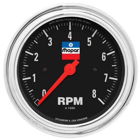 AutoMeter Mopar Classic Tachometers 880791 Tachometer Gauge, Analog, 0-8,000 rpm, 3 3/8 in. Diameter, Black Face, 140 Degree Sweep, Electrical, Each