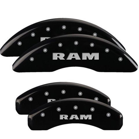 MGP Black Caliper Covers for 2019-2024 1500 - 55006SRAMBK Disc Brake Cover, Set of 4: finish, Silver RAM / RAM