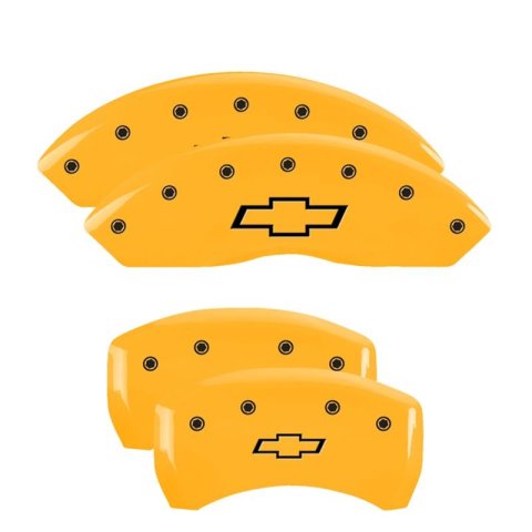 MGP Yellow Caliper Covers for 2019-2020 BLAZER - 14255SBOWYL Set of 4 caliper covers, Engraved Front and Rear: Bowtie, powder coat finish, black characters