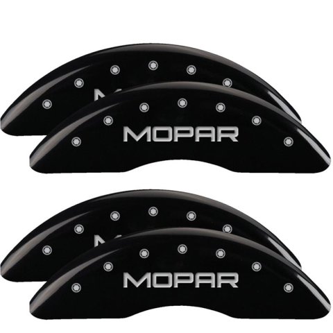 MGP Caliper Covers - Brake for 2021-2023 2500, 3500 55007SMOPBK Set of 4 caliper covers, Engraved Front and Rear: MOPAR, Black powder coat finish, silver characters