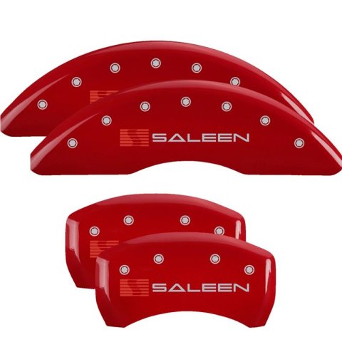 MGP Caliper Covers - Brake for 2021-2023 MUSTANG 10201SSLNRD Set of 4 caliper covers, Engraved Front: Saleen Engraved Rear: Saleen, Red powder coat finish, silver characters
