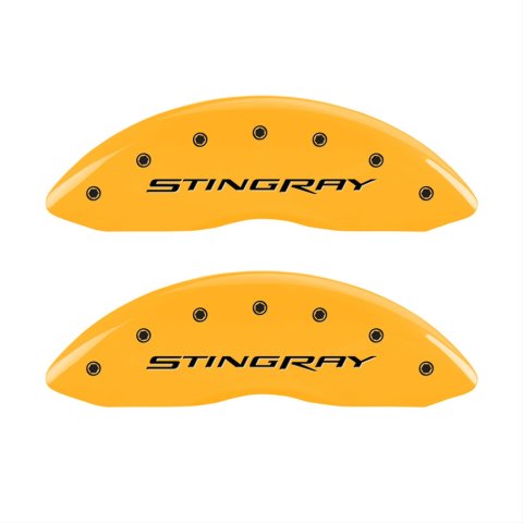 MGP Yellow Caliper Covers 13009SSTYYL Brake Covers, Engraved Front and Rear: Stingray, powder coat finish, black characters