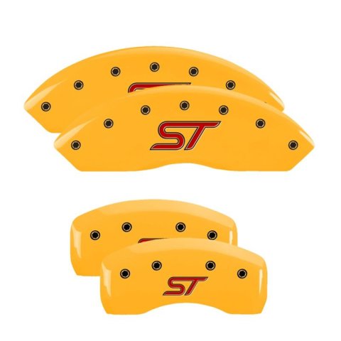 MGP Yellow Caliper Covers 10252SSTOYL Set of 4 caliper covers, Engraved Front and Rear: ST, powder coat finish, black characters