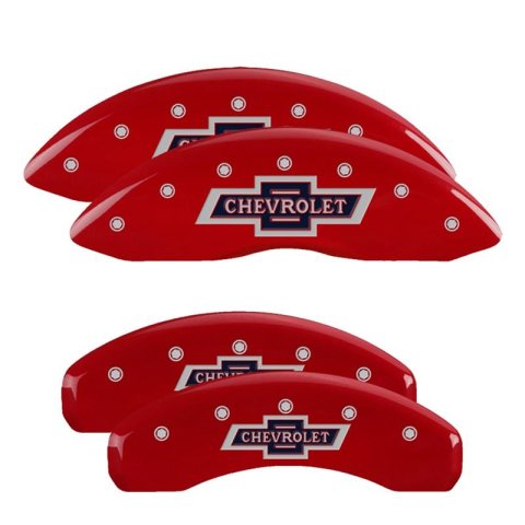 MGP Caliper Covers - Brake for 2019-2025 SILVERADO 1500, 2021-2025 SUBURBAN, 2021-2024 TAHOE 14252SSILBL Set Of 4 Covers, Engraved Front and Rear: SilveradoBlue Powder Coat Finish, Silver Characters