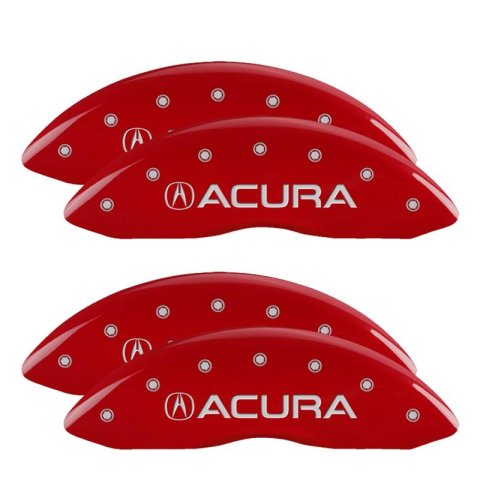 MGP Caliper Covers - Brake Pad for 2022-2024 MDX 39028SCLCRD Set Of 4 Covers, No Engraving: Classic Covers, Red Powder Coat Finish, Silver Characters