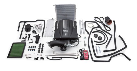 Edelbrock E-Force GM Truck and SUV Stage 1 Street Legal Supercharger Kits 1578 System, E-Force, Serpentine, Black Powdercoated, Intercooler, Chevy, GMC, 4.8L/5.3L, Kit