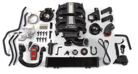 Edelbrock E-Force Ford F-150 Stage 1 Street Legal Supercharger Kits 1583 System, E-Force, Serpentine, Black Powdercoated, Intercooler, with Tuner, RWD, Ford, 5.4L 3V, Kit