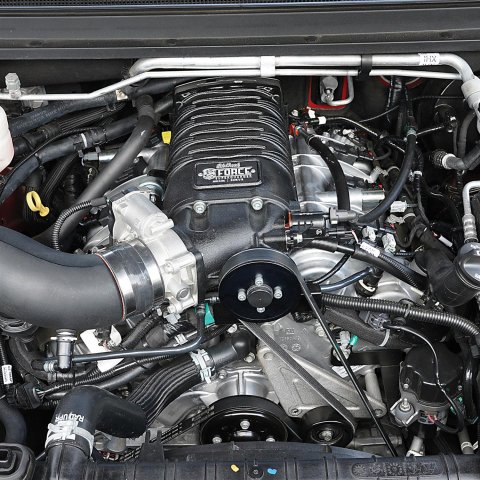 Edelbrock E-Force Colorado/Canyon Stage 1 Street Legal Supercharger Kits for 2017-2020 CANYON, COLORADO - 15180 Supercharger, Street, Eaton TVS R1740, Sepentine, Black Powdercoated, 340 HP-303 TQ, Chevy, GMC V6, without Tune, Kit