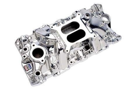Edelbrock Performer RPM Air-Gap Intake Manifolds 7561-CP Manifold, Air Gap, Dual Plane, Aluminum, Chrome Plasma Coated, Chevy, Big Block, Oval Port, Std. Deck