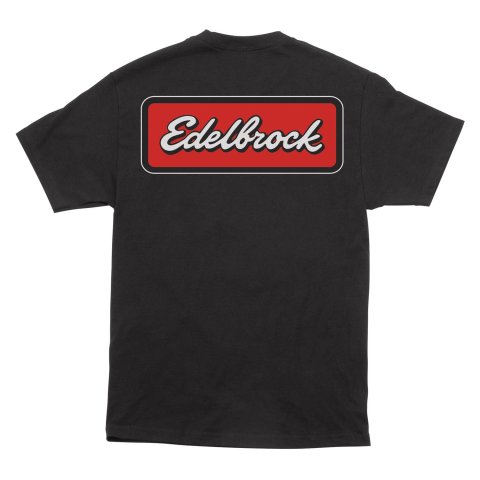 Edelbrock Badge Logo T-Shirts 289062 T-Shirt, Short Sleeve, Cotton, Black, Logo, Men's Large, Each