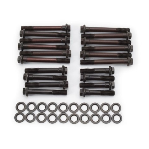 Edelbrock E-Series Head Bolt Kits 85612 Kit, Bolt, Hex Head, Chromoly, Black Oxide, Pontiac, Performer Cylinder Heads, Kit