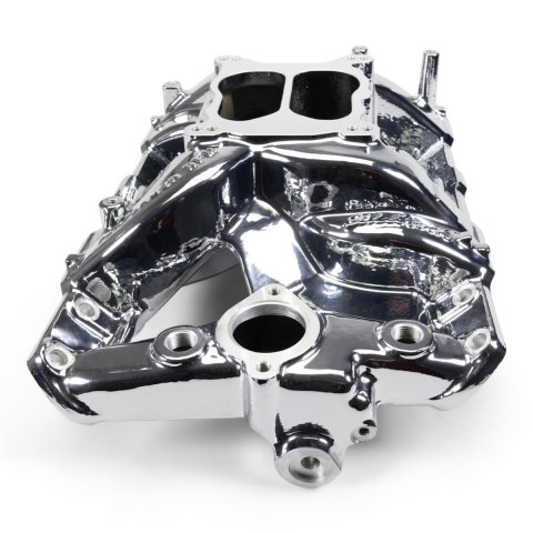 Edelbrock Performer RPM Intake Manifolds 7156-CP Manifold, RPM, Dual Plane, Aluminum, Chrome Plasma Coat, Square/Spread Bore, Pontiac, 326-455, Each