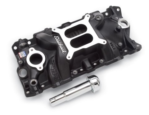 Edelbrock Performer EPS Intake Manifolds 2703-BP Manifold, EPS, Dual Plane, Aluminum, Black Plasma Coated, Square Bore, Chevy, Small Block, Each