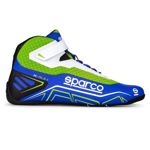 Sparco K-Run Driving Shoes 00127142AZVF & Boots, Shoes, Mid-top, Microfiber Outer, Blue/Green, Natural Rubber Outer Sole, European Shoe Size 42, Pair