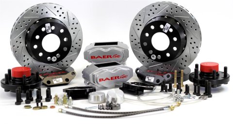 Baer Brakes SS4+ Disc Brake Systems 4301503S Kit, SS4+, Front, Cross-drilled/Slotted Rotors, 4-piston Silver Powdercoated Calipers, Ford, Kit