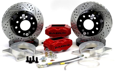 Baer Brakes SS4+ Disc Brake Systems 4012000R Kit, SS4+, Rear, Cross-drilled/Slotted Rotors, 4-piston Red Powdercoated Calipers, Scion, Subaru, Toyota, Kit