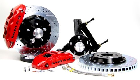 Baer Brakes Claw Extreme+ Disc Brake Systems 4301369R Kit, Extreme+, Front, Cross-drilled/Slotted Rotors, 6-piston Red Powdercoated Calipers, Buick, Chevy, Oldsmobile, Pontiac, Kit