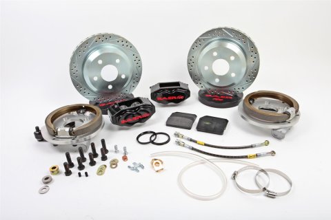 Baer Brakes SS4 Disc Brake Systems 4302335B Kit, SS4, Rear, Cross-drilled/Slotted Rotors, 4-piston Black Powdercoated Calipers, Chevy, Kit
